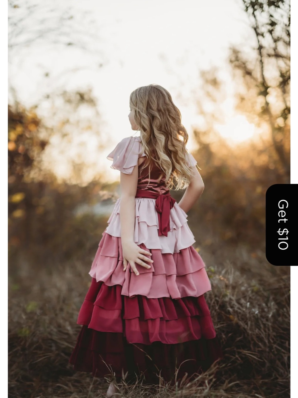Only Little Once - Pink Tiered Ruffle Girls' Dress - Elegant Party Dress